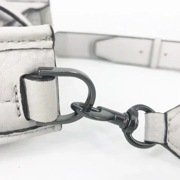 REBECCA MINKOFF Crossbody Bag Light Gray Leather Small 8X7 - Picture 5 of 16